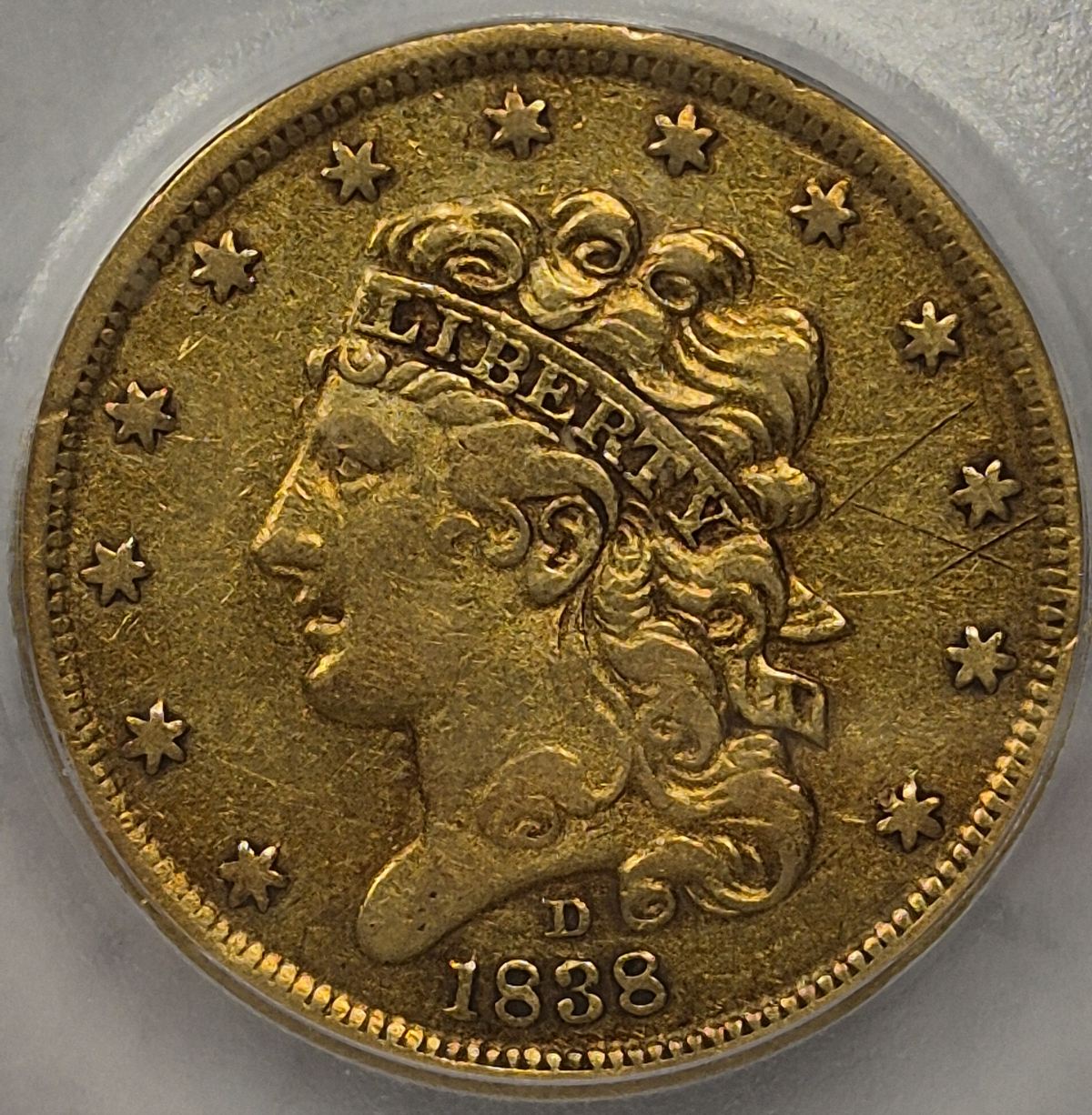 1838-D-$5-Classic-Head-First-Year-Dahlonega-Mint-Half-Eagle